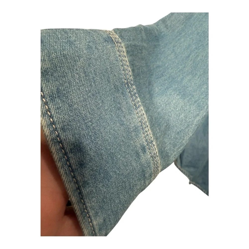 J Crew Chambray Button Down Relaxed Fit Denim Faux Pocket Shirt NEW‎ BY725